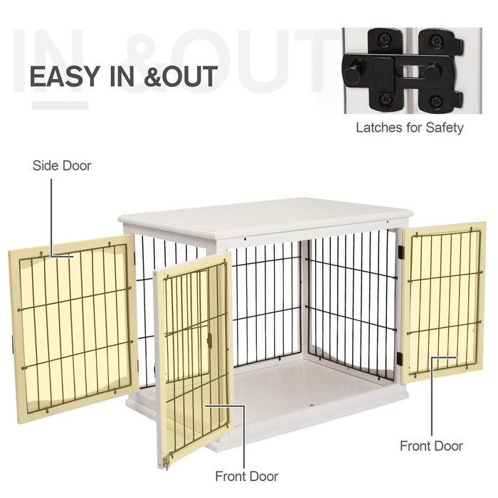 Compact 3-Door MDF Indoor Pet Cage - White, Durable Construction - Perfect for Small Pets, Easy Indoor Living & Safety