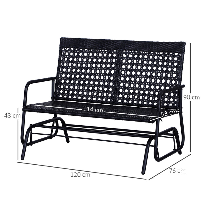 Wicker Glider Bench - 2-Person Rocking Chair for Outdoor Patio & Garden - High-Back Armchair for Relaxation & Comfort