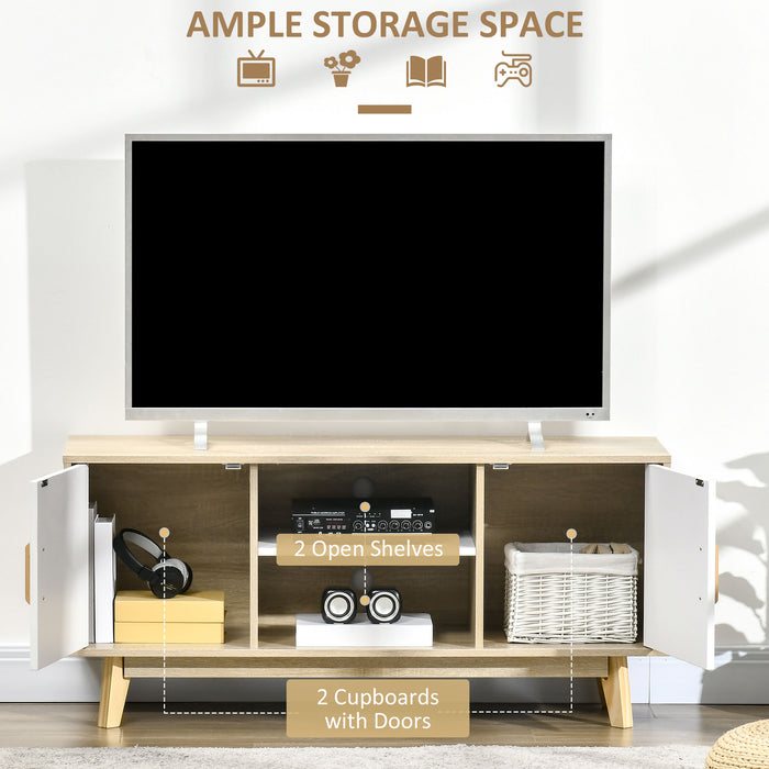 Modern Entertainment Center - Storage-Friendly TV Stand with Shelves & Doors, Fits 55" TVs - Ideal for Living Room or Bedroom Decor