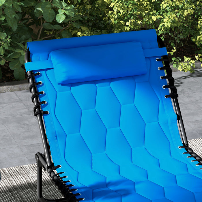 5-Level Reclining Foldable Sun Lounger Set - Outdoor Tanning Chairs with Padded Seat & Side Pocket - Ideal for Patio Relaxation and Sunbathing