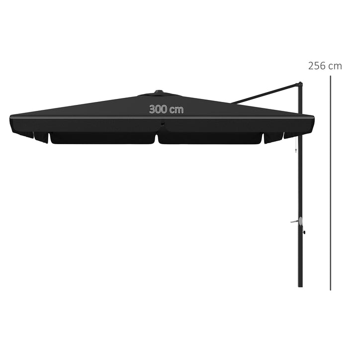 Cantilever Roma Parasol - Aluminium Square Patio Umbrella with Crank Handle, Hanging Garden Design, and Tilt Feature - Ideal Sun Shade for Outdoor Relaxation