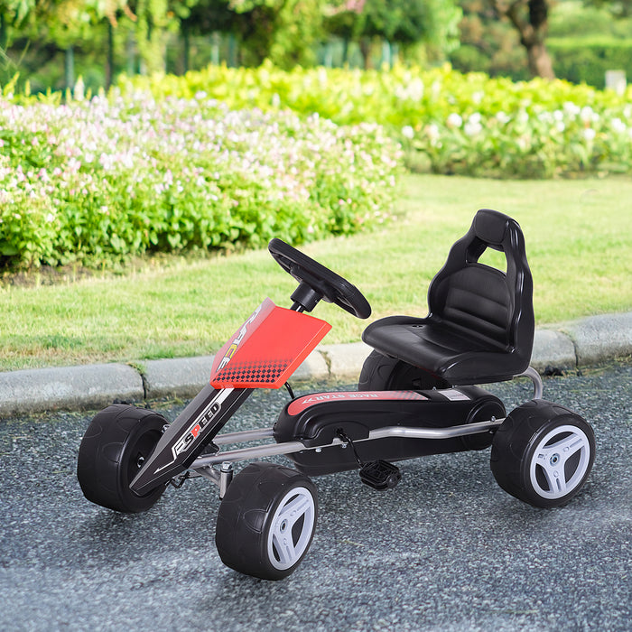 Red & Black Children's Pedal Go Kart - Durable Ride-On Car for Outdoor Fun - Ideal for Kids Aged 3-8 Years