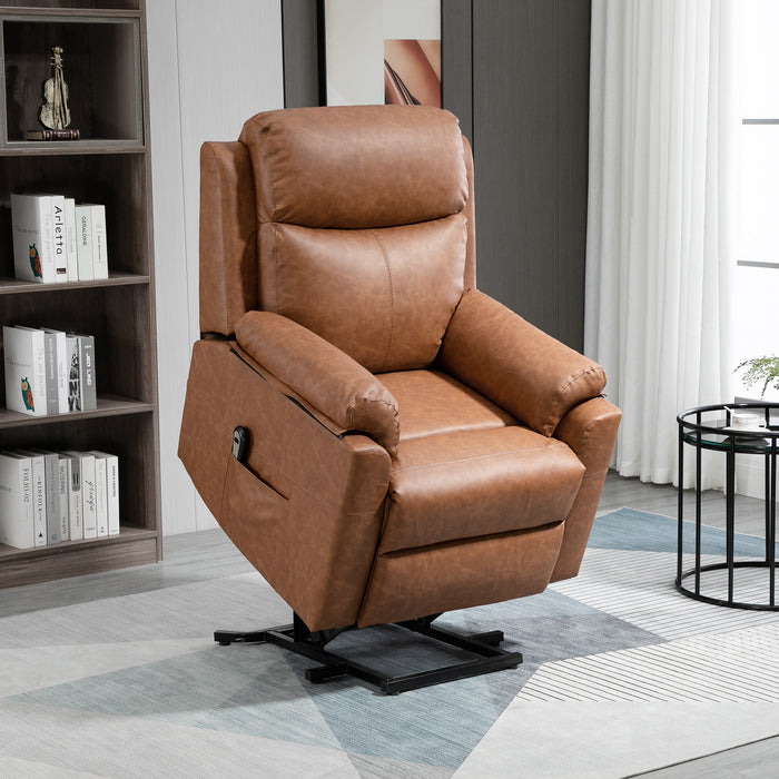 Power Lift Chair Electric Riser - Elderly-Friendly Faux Leather Reclining Armchair with Remote and Side Pocket - Ideal Comfort Aid for the Elderly