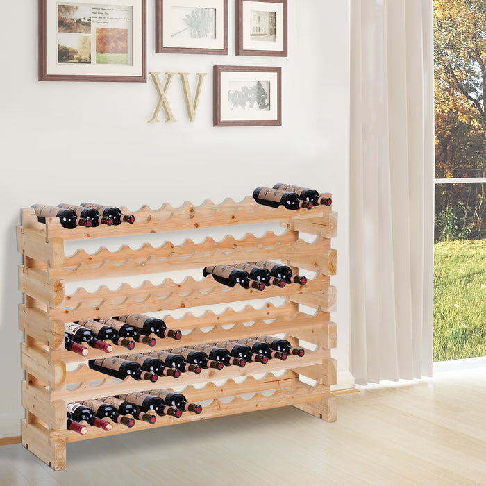 6-Tier Wooden Wine Rack - Holds 72 Bottles, Robust Shelving Storage Solution - Ideal for Wine Collectors and Home Bars