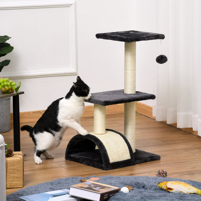 Climbing Activity Centre Cat Tree Tower - 72cm Kitten Playground with Sisal Scratching Posts, Arc Perch & Hanging Ball Toy - Designed for Playful Cats and Scratch Training