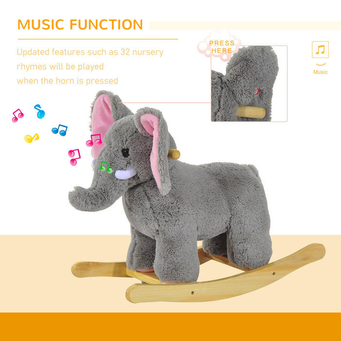 Plush Elephant Ride-On Toy for Kids - Soft and Cuddly Toddler Riding Animal - Grey Elephant Comfort and Fun for Children