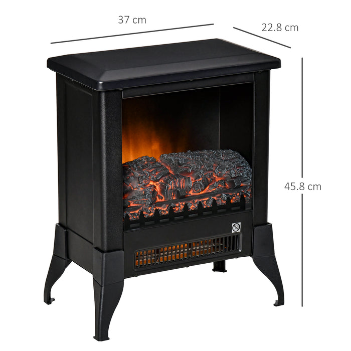 Electric Fireplace Heater - Freestanding Stove with Realistic Flame, Adjustable Thermostat - Safe, Cozy Warmth for Home Ambiance