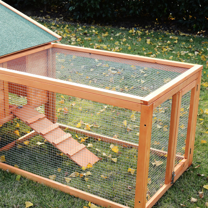 Wooden Pet Enclosure with Ramp - Sturdy Golden Red Animal Cage - Ideal for Small Pets Comfort and Accessibility