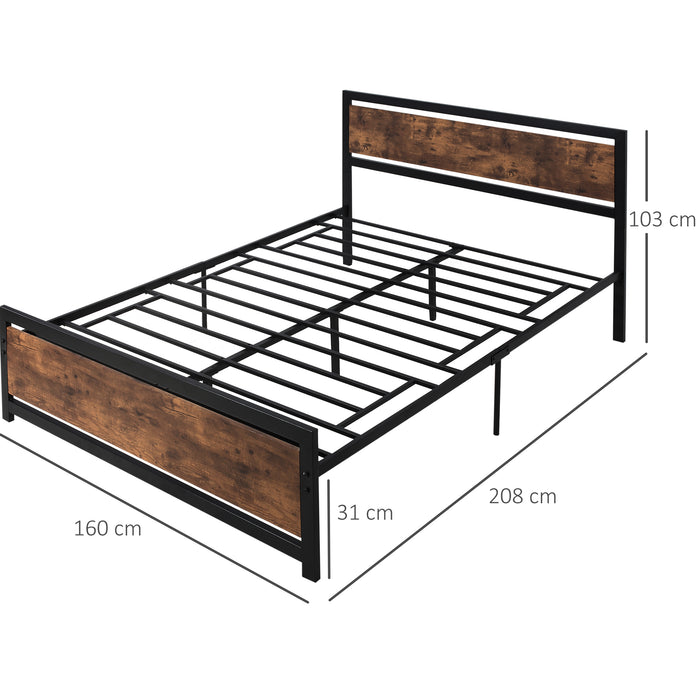 Strong Slat Support Twin-Size Metal Bed Frame - Includes Headboard & Footboard with Underbed Storage Space - Ideal for Full Bed, No Box Spring Required