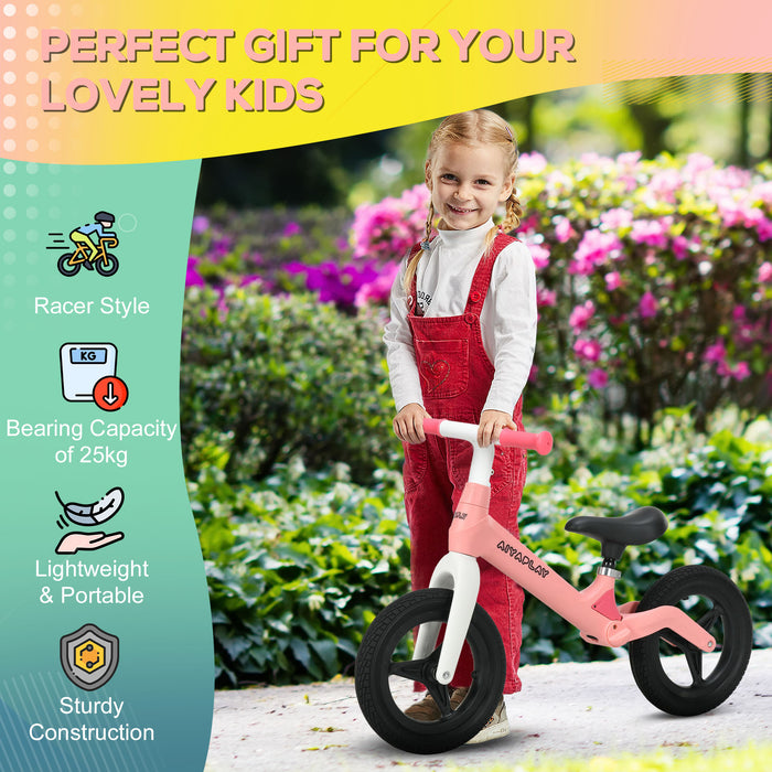 Kids Balance Training Bike - Adjustable Seat & Handlebar, Puncture-Proof PU Wheels, No-Pedal Design - Perfect for Toddlers 2.5-5 Years, Supports up to 25kg, Pink Color