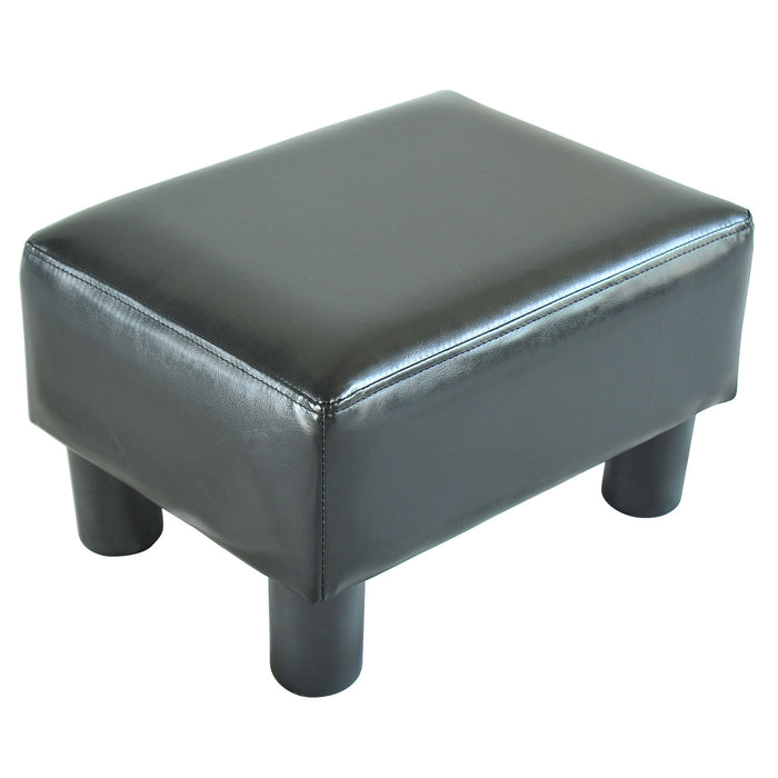 PU Leather Footstool - Compact Foot Rest Chair with Sturdy Legs for Home and Office - Ideal for Small Spaces and Additional Seating