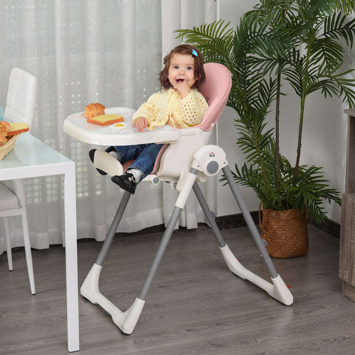 Convertible High Chair for Babies and Toddlers - Foldable, Height-Adjustable, and Wheeled with 5-Point Harness - Perfect for Feeding and Seating Young Children