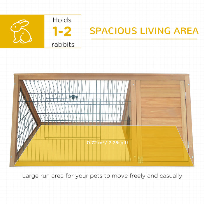 Wooden Rabbit Hutch - Small Animal Enclosure with Outdoor Run, Yellow - Ideal Home for Bunnies and Small Pets