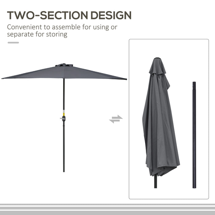 Half-Round Parasol Umbrella by 3M - Grey Polyester Canopy with Aluminum Frame - Compact Weather Protection for Small Spaces & Balconies