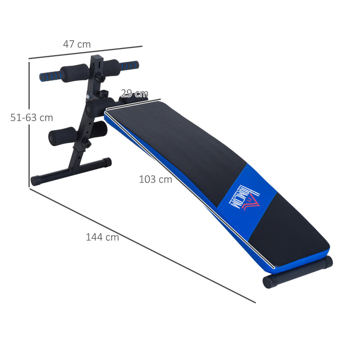 Heavy-Duty Sit-up Bench - Steel Frame with Black/Blue Padding - Fitness Enthusiasts and Core Strengthening Exercise