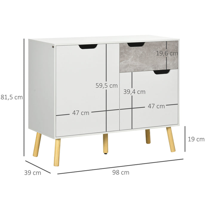 Modern Light Grey Sideboard - Storage Cabinet with Drawer & 2 Doors for Home Organization - Ideal for Bedroom, Living Room, or Hallway Spaces