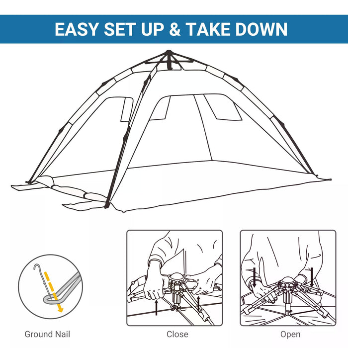 Pop-Up Beach Tent Model XT100 - 1-2 Person Sun Shade Canopy with UV Protection and Waterproof Design - Portable Shelter with Ventilating Mesh Windows for Outdoor Enthusiasts