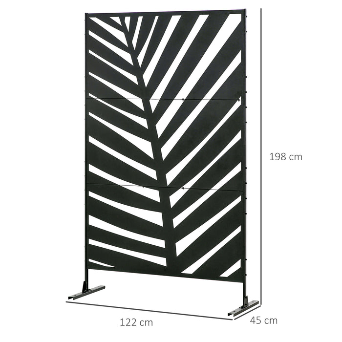 Metal Outdoor Divider - 6.5FT Privacy Screen with Stand and Ground Stakes for Garden, Patio, Pool, Hot Tub - Decorative Panel for Outdoor Seclusion