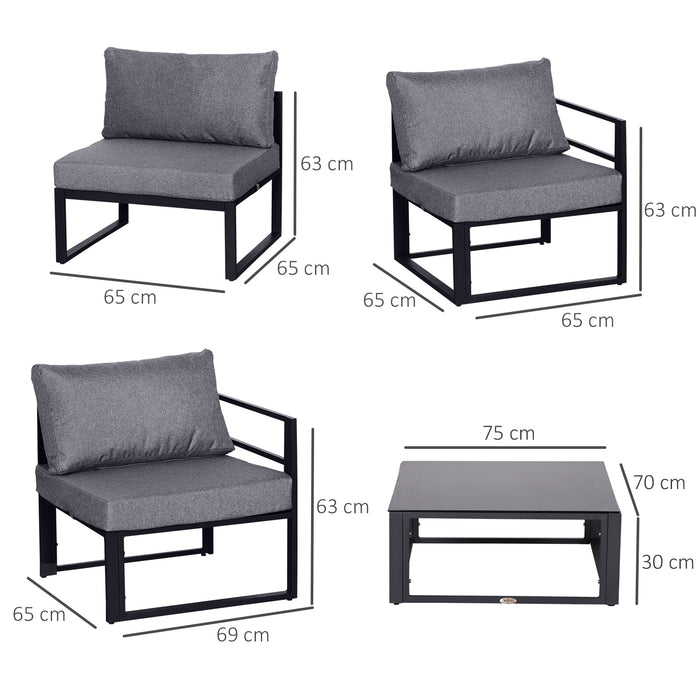 Outdoor Aluminum Sectional Sofa Set - 6Pcs Conversation Furniture with Cushions - Patio Lounging & Entertainment Comfort