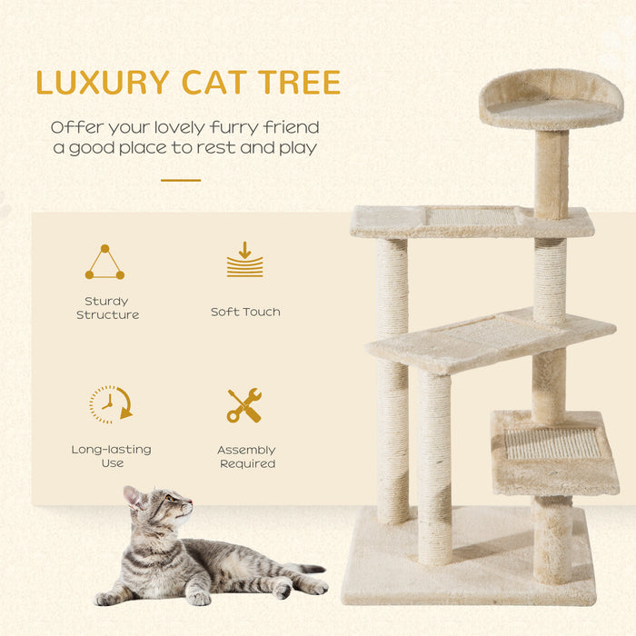 Kitten Scratch Cat Tree - Sisal Post Climbing Tower with Scratching Scratcher - Activity Centre for Cats, Beige