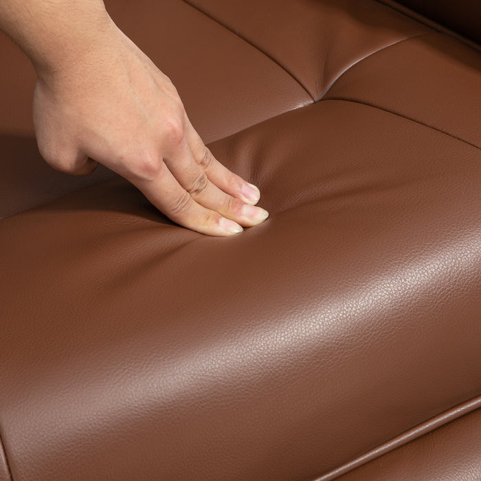 Swivel Recliner Chair in Brown Faux Leather - Comfortable Upholstered Armchair with Wooden Base - Ideal for Living Room and Bedroom Lounging