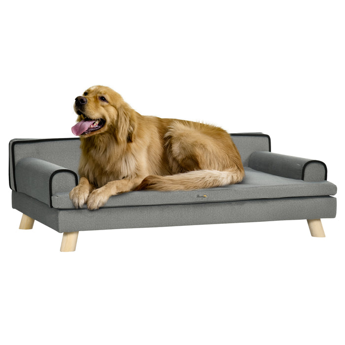 Elevated Dog Sofa with Sturdy Legs - Water-Resistant Fabric Pet Lounge Chair Bed for Medium to Large Dogs, Grey - Comfortable Sleeping Solution for Furry Friends, 100 x 62 x 32 cm