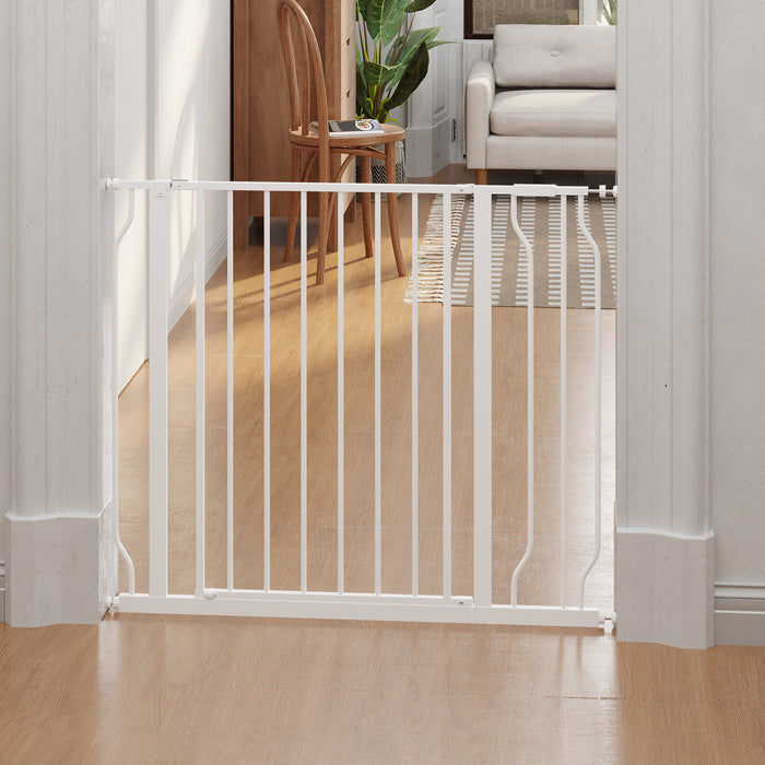 Extra Wide Dog Safety Gate with Door - Pressure Mounted Barrier for Doorways, Hallways, Staircases - Ideal for Pet Confinement and Safety in Home