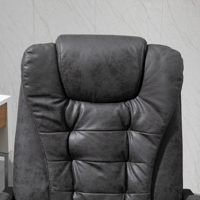 Ergonomic Executive Chair with Heated Vibration Massage - High Back Recliner with Adjustable Swivel, Footrest, 6 Pressure Points in Dark Grey - Ideal for Home Office Comfort and Stress Relief