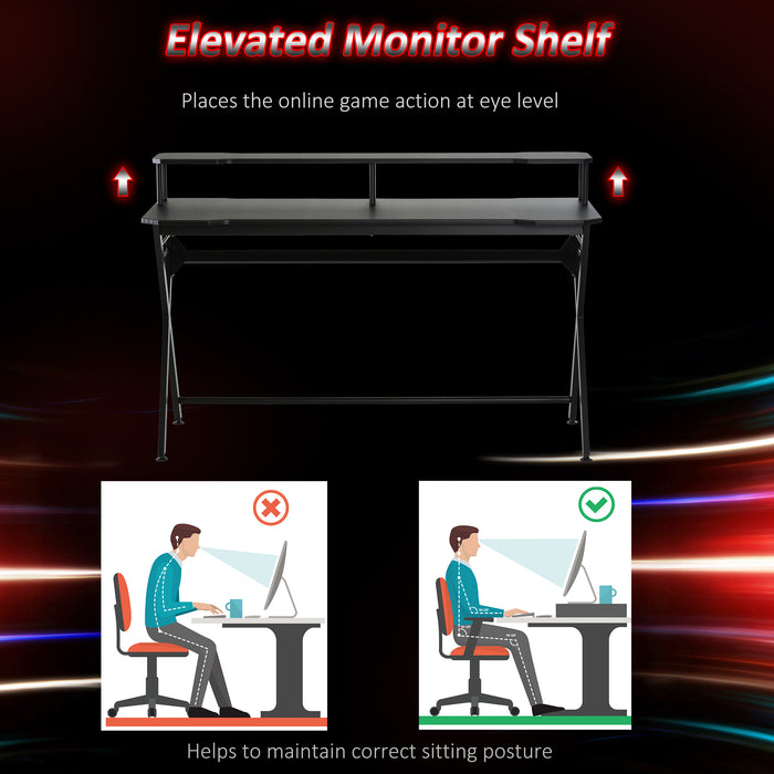 Gaming Racing Desk with Curved Front - Sturdy Workstation with Headphone Hook and Adjustable Feet - Ideal for Gamers and Home Office Setup